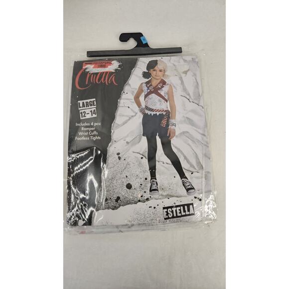 Disney Cruella's Estella Large 12-14 4pcs Multicolor Romper Costume with Tights - Picture 1 of 5
